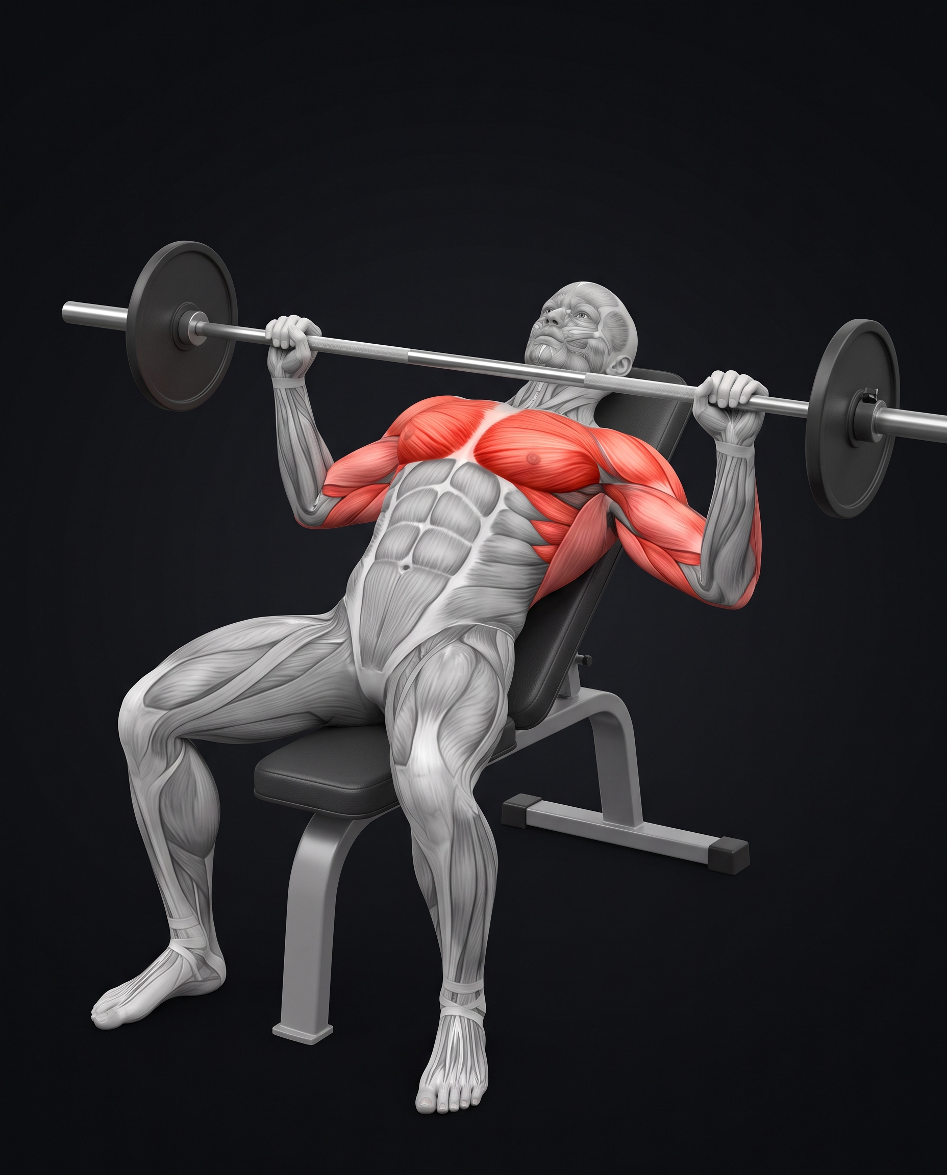 Bench Press muscle anatomy illustration